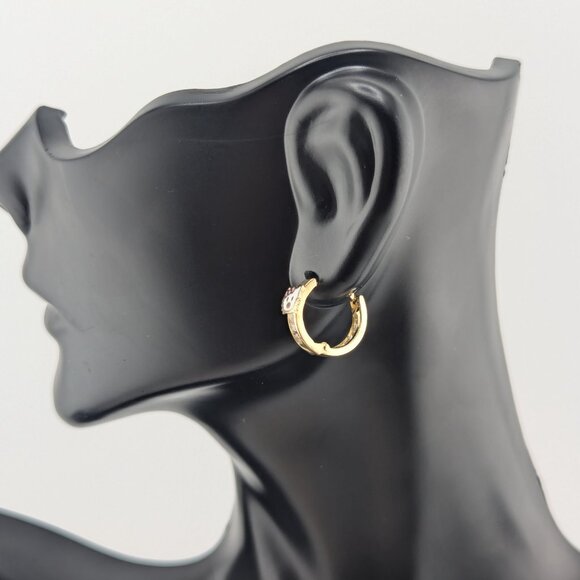 Women's 14k Gold Kitty Cat‎ Cubic Zirconia Novelty Hoop Earrings Jewelry ** - Picture 10 of 10